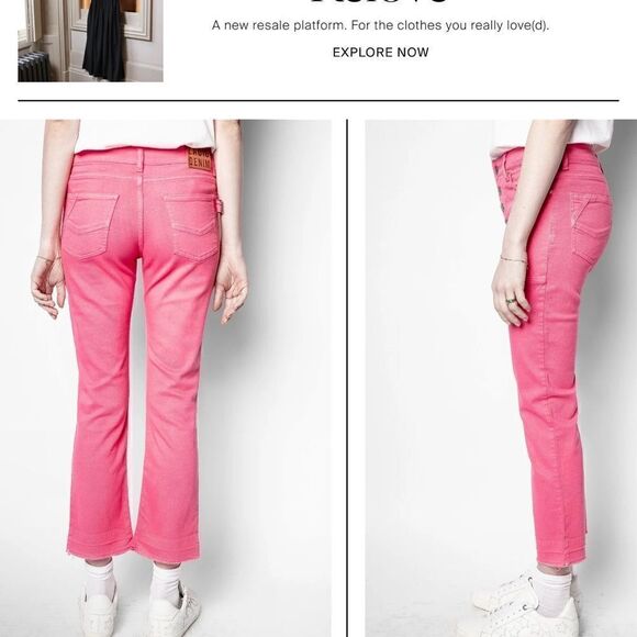 Zadig & Voltaire Londa Denim Jeans Pink 25 NWOT Missing one button - Picture 3 of 12